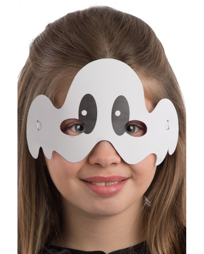 Pack of 6 paper chinless masks in the shape of a ghost for a