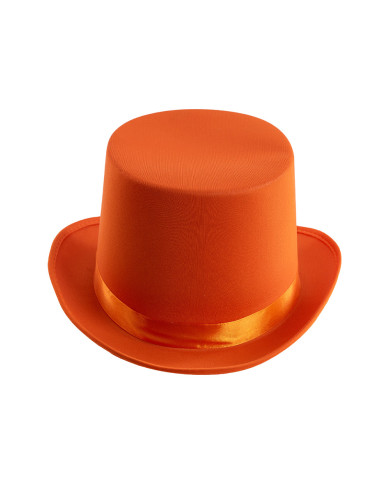 Fluo orange satin and felt top hat with label (size 58)