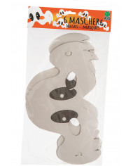 Pack of 6 paper chinless masks in the shape of a ghost for a