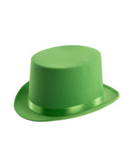 Fluo green satin and felt top hat with label (size 58)