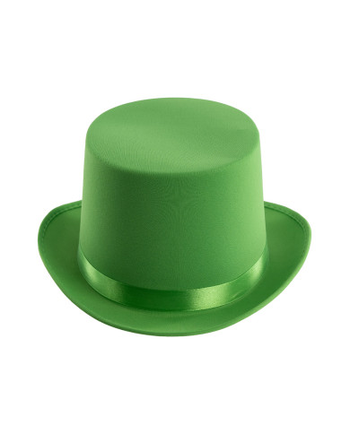 Fluo green satin and felt top hat with label (size 58)