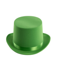 Fluo green satin and felt top hat with label (size 58)