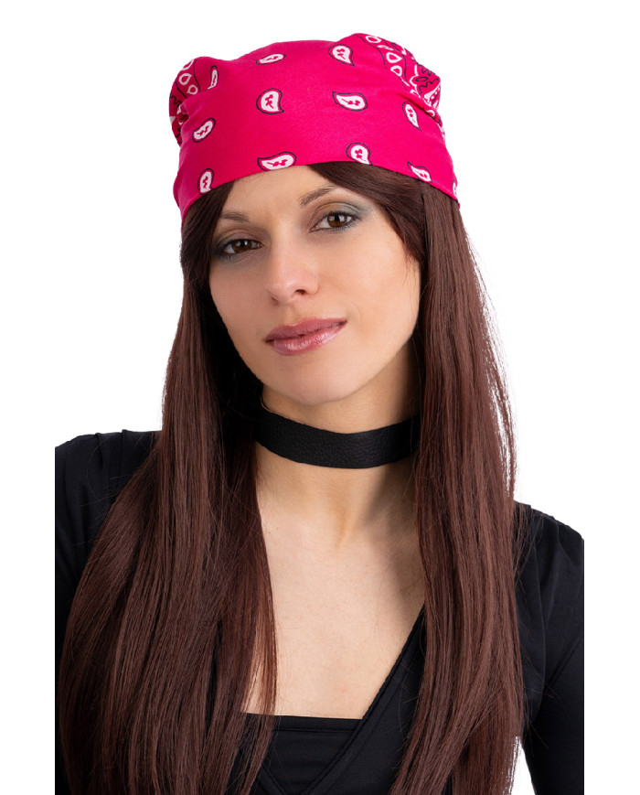 Bandana aus Stoff, ca. 55 x 55 cm, rosa fluoreszierend, in Beutel mit Aufhänger