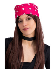 Bandana rosa fluo in tessuto cm. 55x55 ca. in busta con cavallotto