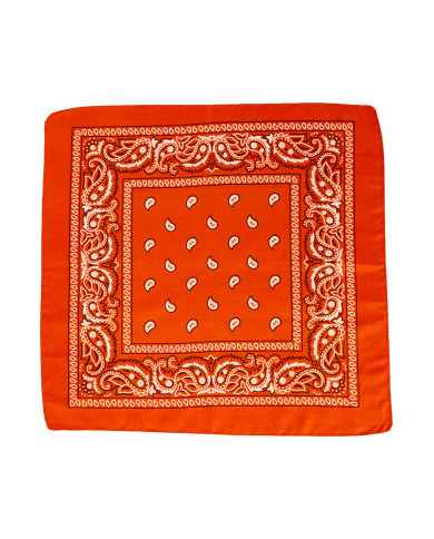 Bandana arancione fluo in tessuto cm. 55x55 ca. in busta con cavallotto