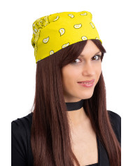 Pañuelo amarillo fluorescente de tela de 55 x 55 cm aprox. en bolsa con solapa de cartón