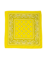 Bandana jaune fluo en tissu 55x55 cm env., dans un sachet avec étiquette ferme-sachet