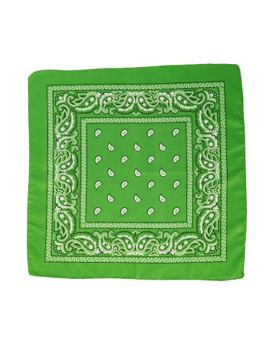 Bandana vert fluo en tissu 55x55 cm env., dans un sachet avec étiquette ferme-sachet
