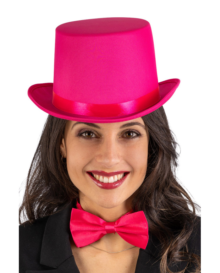 Papillon rosa fluo in tessuto in busta con cavallotto