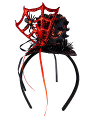 Mini hat with  red spiderweb and headband h.cm.7 with label