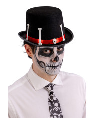 Tuba nera in feltro con ossa h.cm.14 ca. con cartellino/etichetta