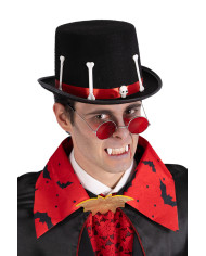 Tuba nera in feltro con ossa h.cm.14 ca. con cartellino/etichetta