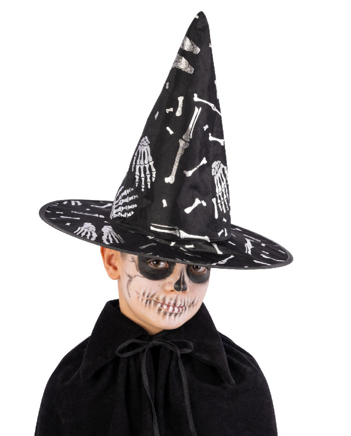 Witch black hat with silver decorations  h.cm.34 with label