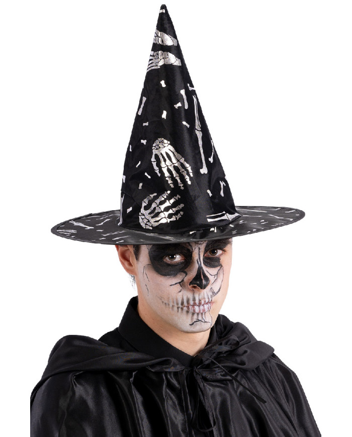 Witch black hat with silver decorations  h.cm.34 with label