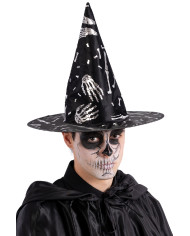 Witch black hat with silver decorations  h.cm.34 with label