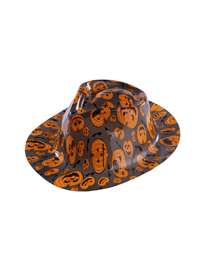 Chapeau gangster halloween en plastique, modèles assortis, avec étiquette volante / étiquette