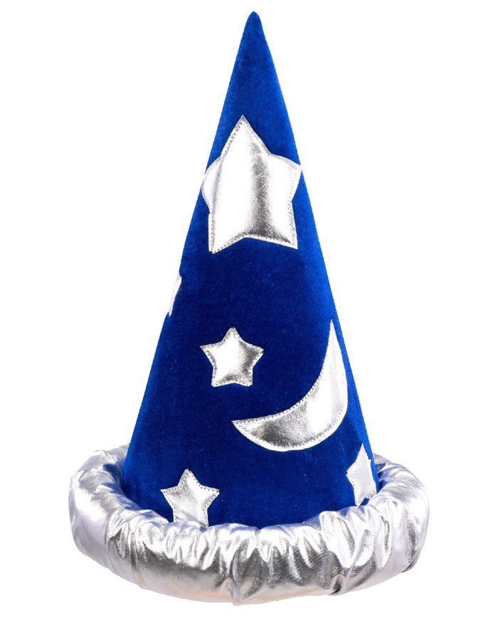 Wizard velvet hat with silver stars and edge h.cm.37 with label