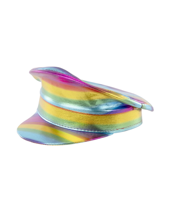 Cappello metalizzato arcobaleno con cartellino/etichetta