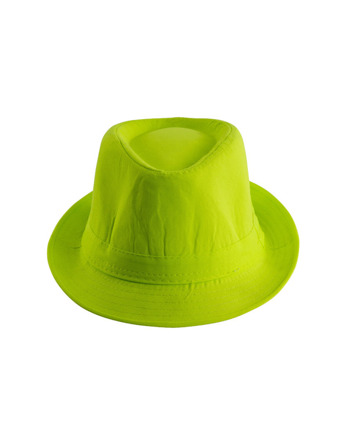 Cappello gangster verde  fluo in tessuto con cartellino/etichetta