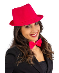 Cappello gangster rosa fluo in tessuto con cartellino/etichetta