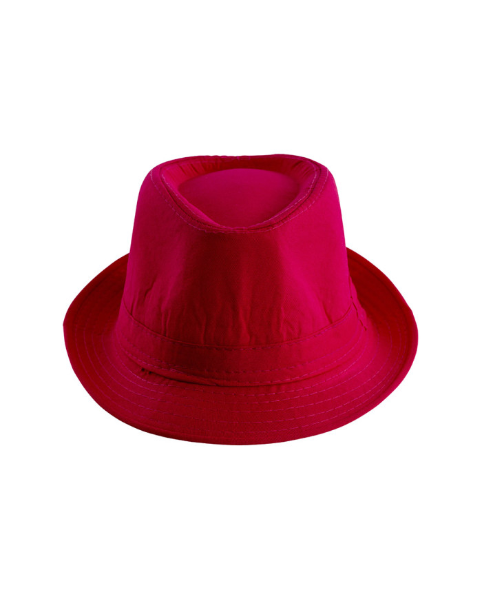 Cappello gangster rosa fluo in tessuto con cartellino/etichetta