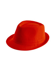Sombrero de gángster naranja fluorescente de tela con etiqueta colgante/etiqueta adhesiva