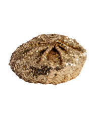 Béret basque doré à paillettes, avec étiquette volante / étiquette