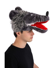 Hut in Wolfsform aus Stoff mit Pappschild/Etikett