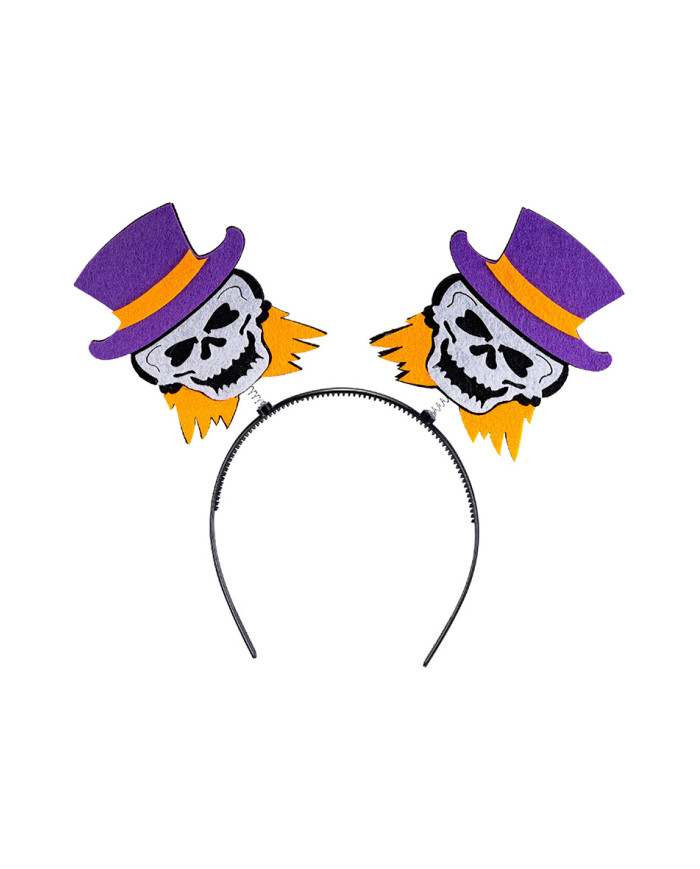 Cerchietto teschio in feltro con cavallotto