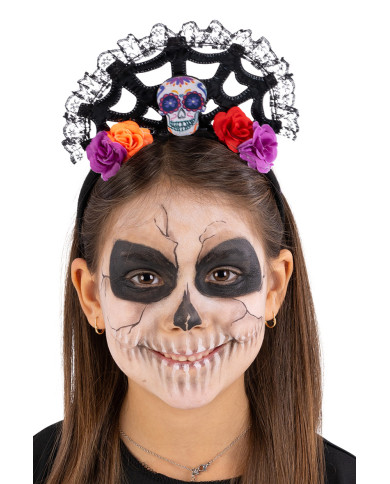 Diadema calavera mexicana con solapa de cartón