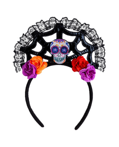 Diadema calavera mexicana con solapa de cartón