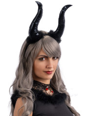 Maleficent witch headband with black fur with header
