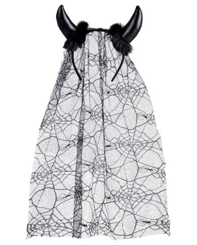 Black devil headband with lace in pbh