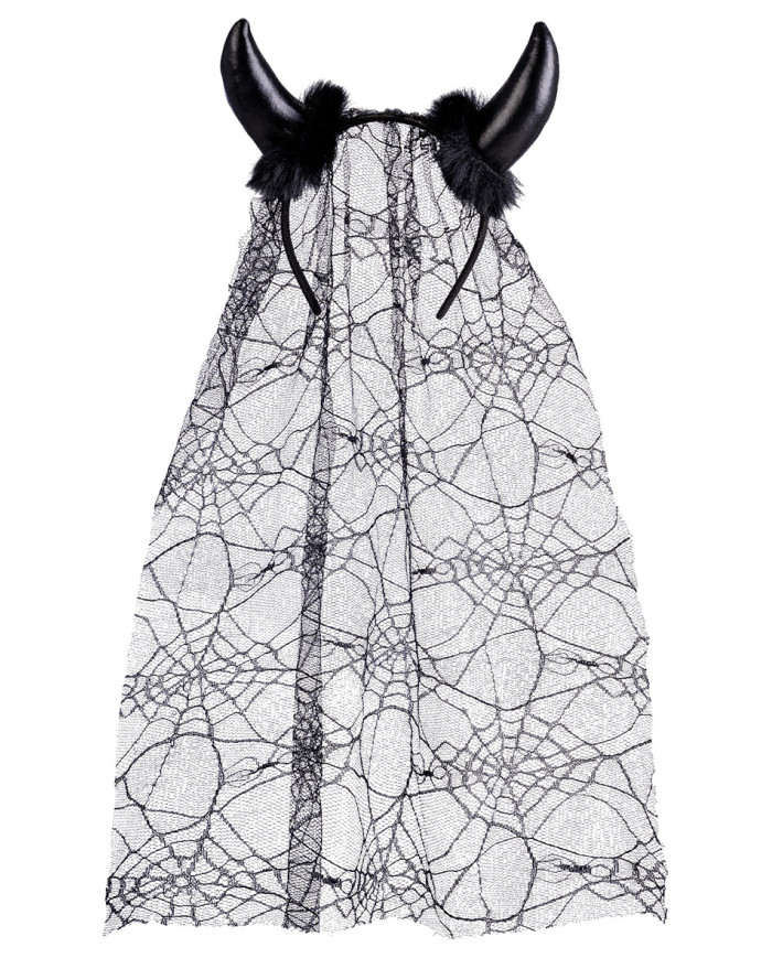 Black devil headband with lace in pbh