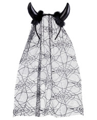 Black devil headband with lace in pbh