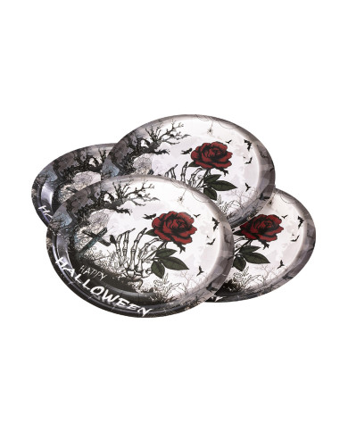 6 paper bloody plates diam. 23 cm. in bag with label