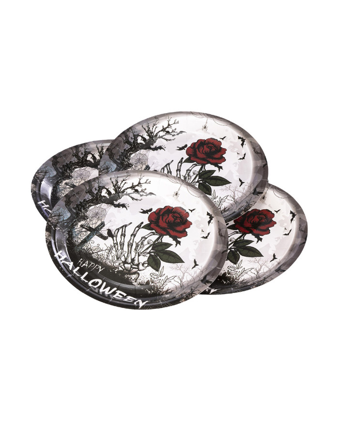 6 paper bloody plates diam. 23 cm. in bag with label