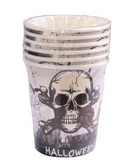 6 paper skulls glasses in bag with label