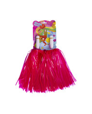 2 Pompons, rosa fluoreszierend, auf Pappkarton