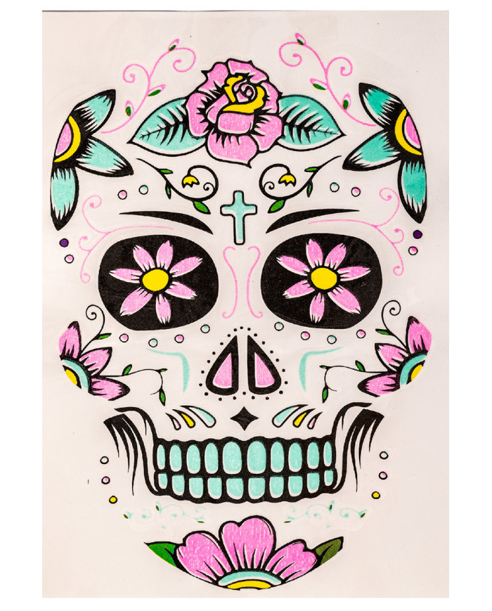 G.i.d. mexican skull facial adhesive decorations female in polybag on card