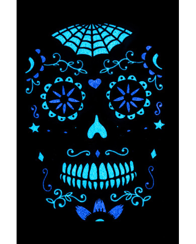 Carpeta tatuajes G.I.D. rostro calavera mexicana hombre en bolsa sobre cartoncillo
