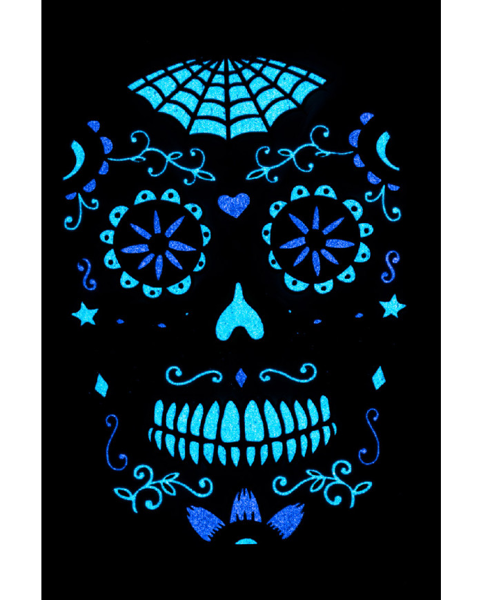 Carpeta tatuajes G.I.D. rostro calavera mexicana hombre en bolsa sobre cartoncillo