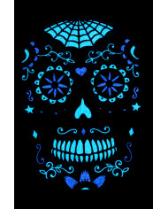 Carpeta tatuajes G.I.D. rostro calavera mexicana hombre en bolsa sobre cartoncillo