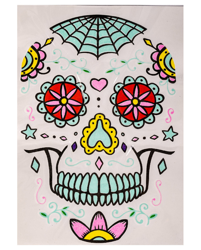 G.i.d. mexican skull facial adhesive decorations male in polybag on card