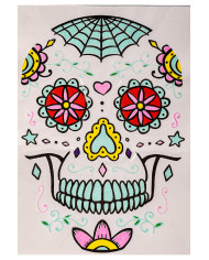 Carpeta tatuajes G.I.D. rostro calavera mexicana hombre en bolsa sobre cartoncillo