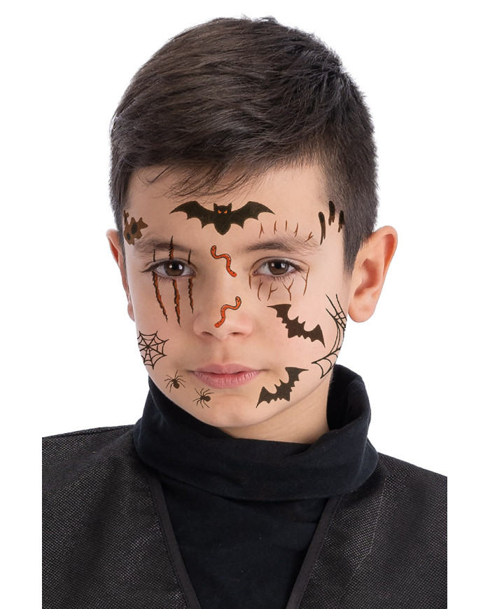 Cartella tatuaggi viso pipistrelli in busta su cartoncino