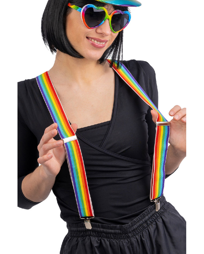 Hosenträger in Regenbogenfarben, in Beutel mit Aufhänger