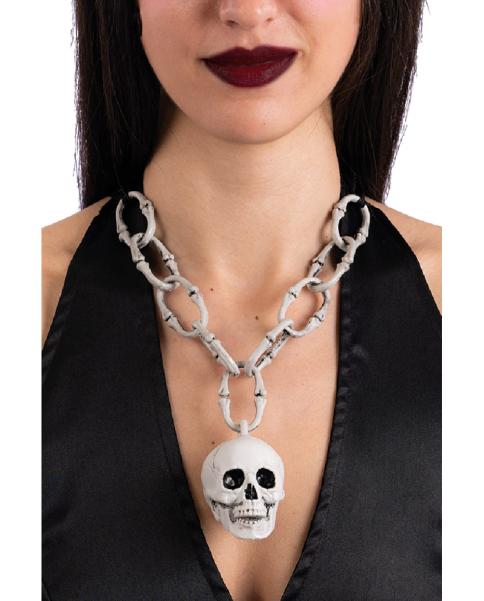 Collier avec tête de mort, avec étiquette volante / étiquette