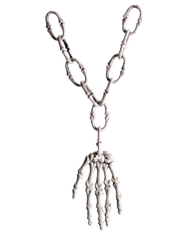 Collier avec main squelette, avec étiquette volante / étiquette