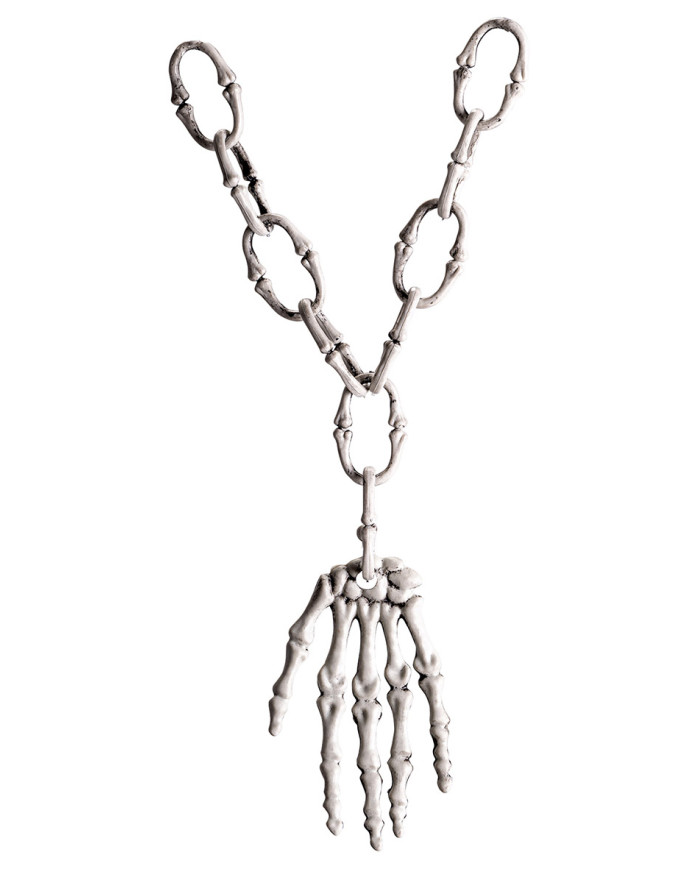 Collier avec main squelette, avec étiquette volante / étiquette